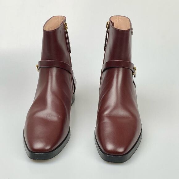 NIB GUCCI Red Burgundy Rosie Strap GG Logo Size 37 Bootie Boots - Picture 4 of 13